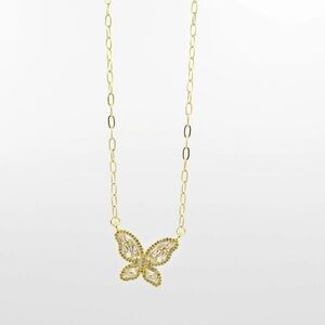 Treasure Jewels Crystal Butterfly Necklace in Gold Brand New
